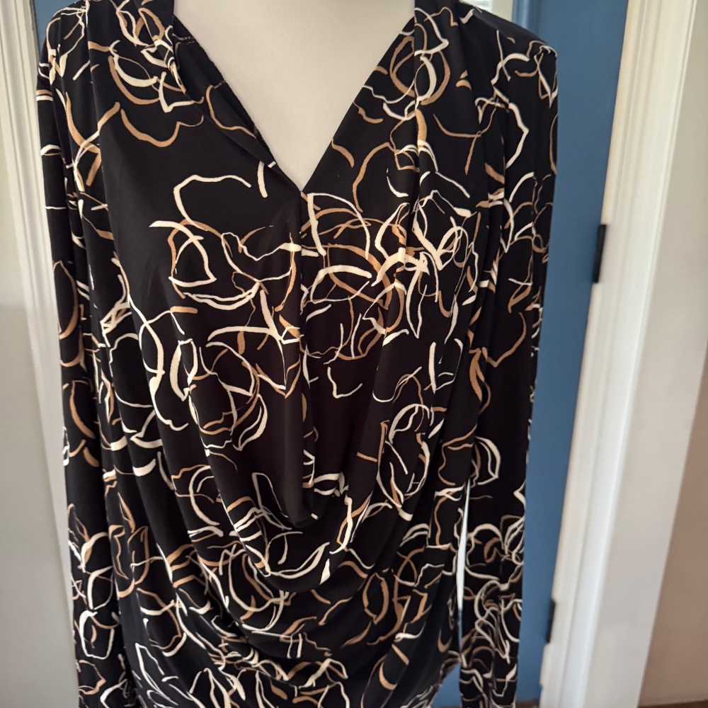 Nina Leonard Draped Blouse
